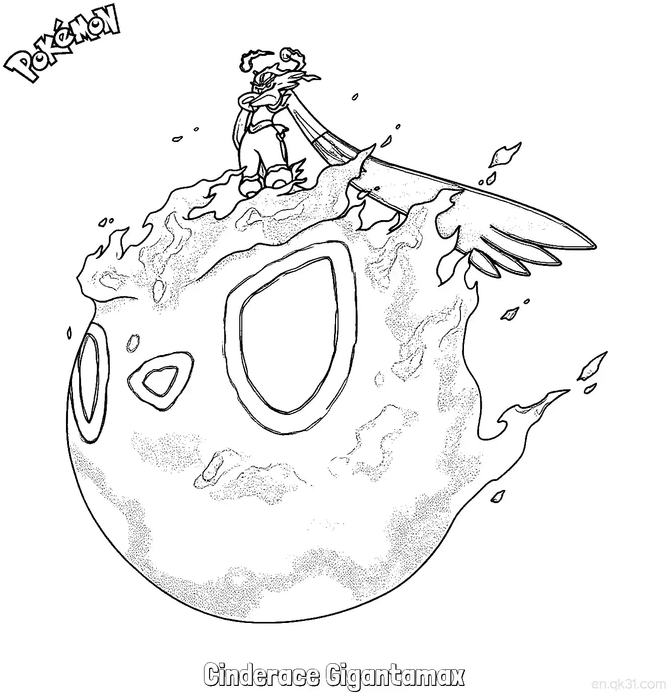 免费 闪焰王牌 超极巨化简笔画 - 免费可打印宝可梦简笔画 简笔画涂色页